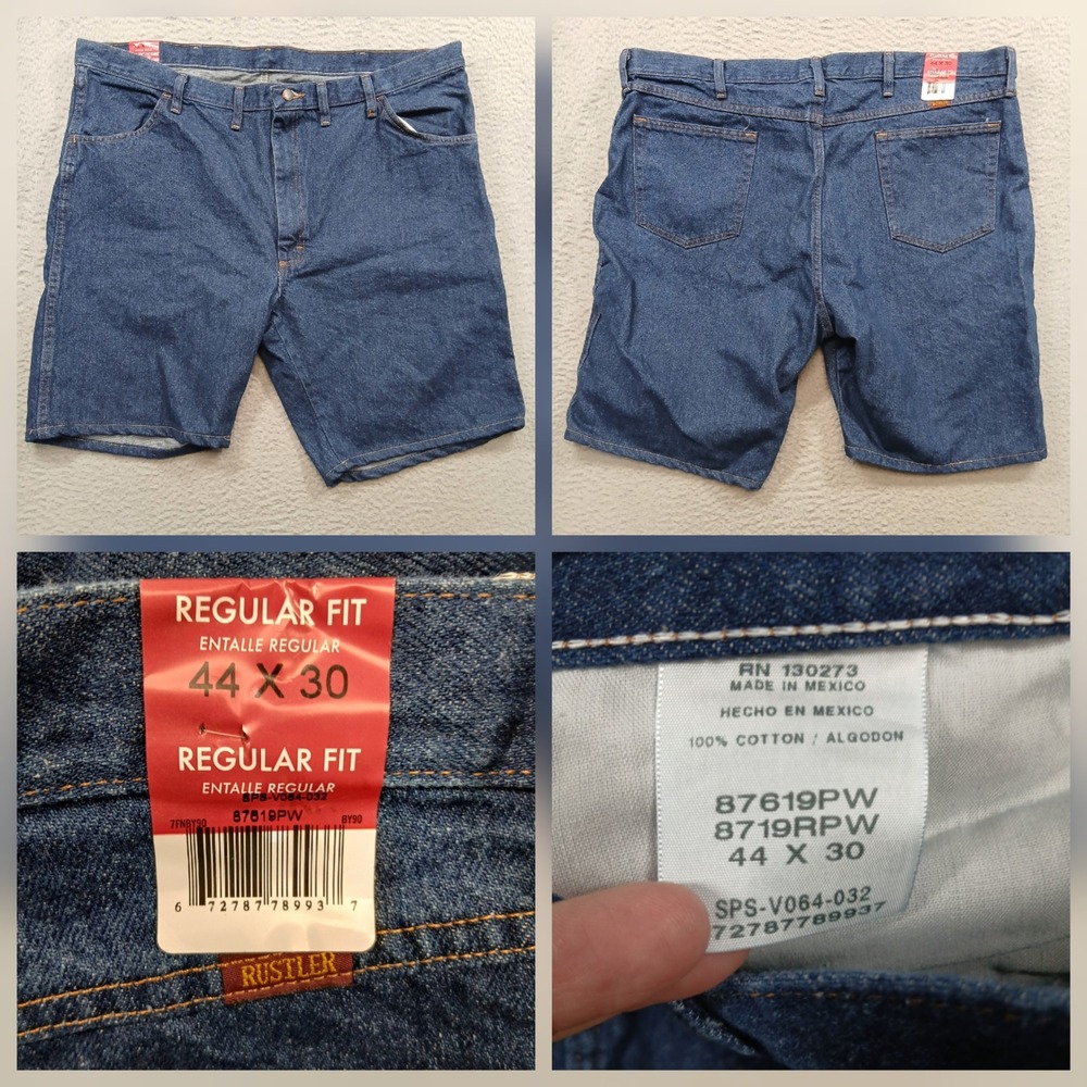 Rustler Denim Shorts‎ Mens 44 Indigo Blue Heavyweight Cotton Regular Fit NWT